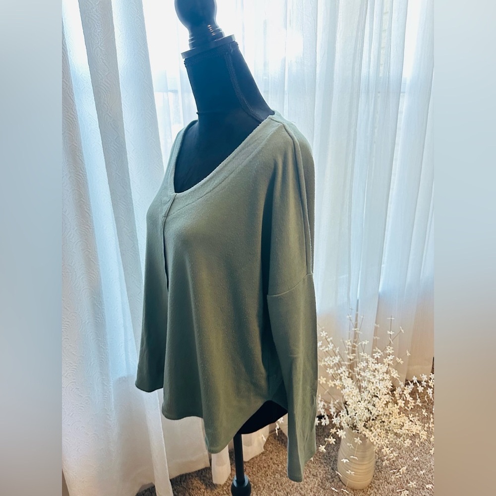 She + Sky Green Sweater V Neck